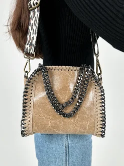 Bolso pocket bag brillo beige
