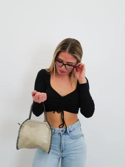 Bolso pocket bag brillo crema