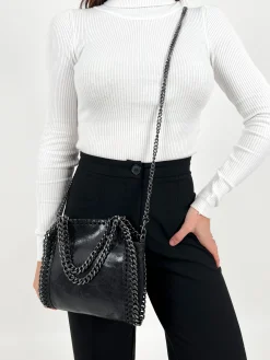 Bolso pocket bag brillo negro