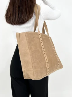 Bolso tachas maxi beige