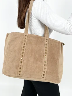 Bolso tachas maxi beige