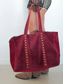 Bolso tachas maxi burdeos