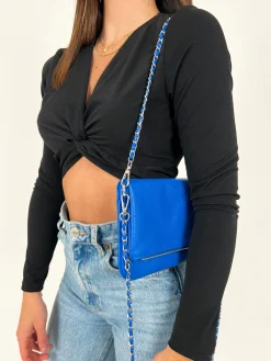 Bolso vegano cadenas azul