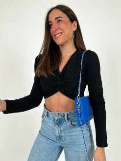 Bolso vegano cadenas azul
