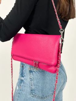 Bolso vegano cadenas fucsia