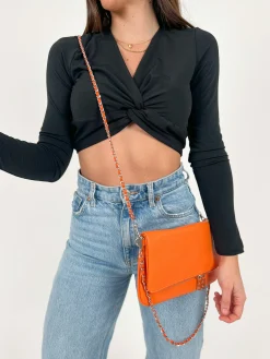 Bolso vegano cadenas naranja