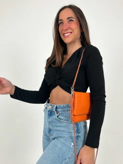 Bolso vegano cadenas naranja