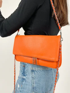 Bolso vegano cadenas naranja