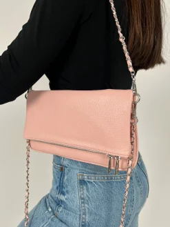 Bolso vegano cadenas rosa