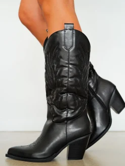 Bota alta cowboy negro