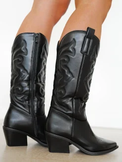 Bota efecto piel cowboy negro