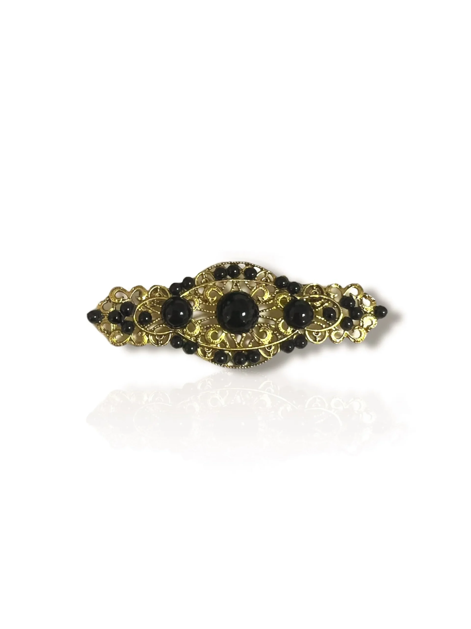 Broche perlas negro
