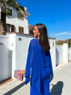 Chal capa gasa azul