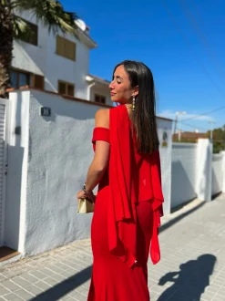 Chal capa gasa roja