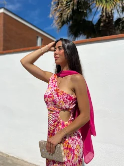 Chal capa gasa rosa