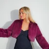 Chaqueta mini pelo berenjena