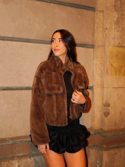 Chaqueta pelo cremallera chocolate