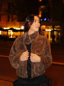 Chaqueta pelo cremallera chocolate