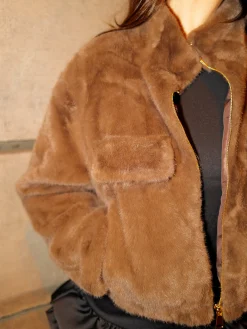 Chaqueta pelo cremallera chocolate