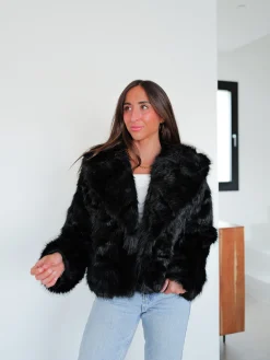 Chaqueta pelo solapa negra