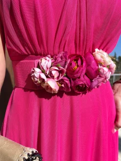 Cinturón flores fucsia