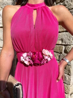 Cinturón flores fucsia