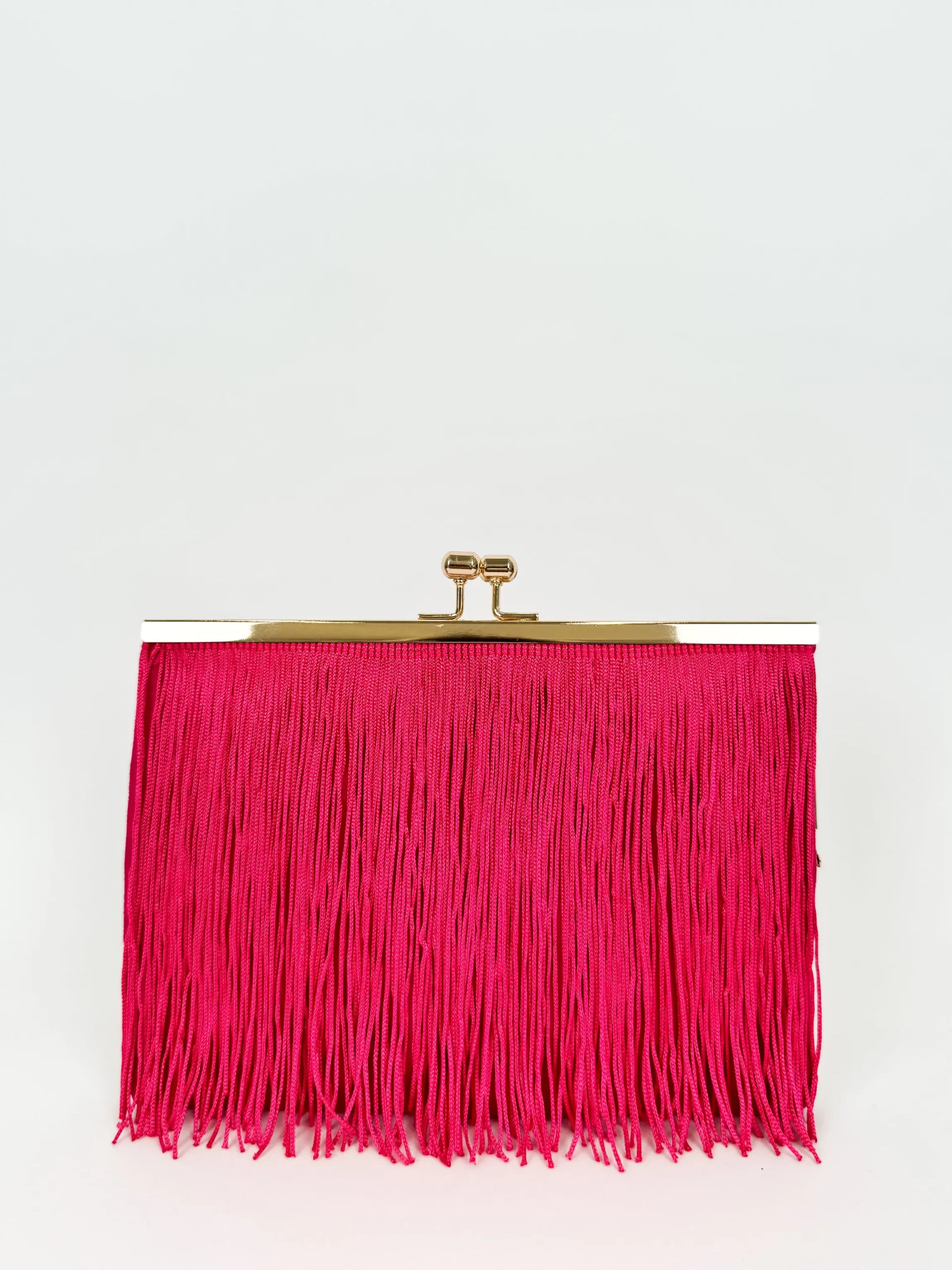 Clutch ante flecos fucsia