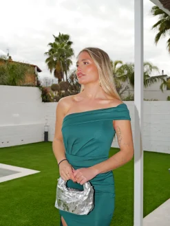 Clutch asa metalizado plateado