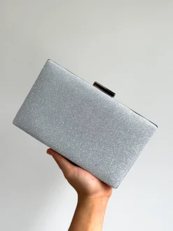 Clutch brillitos rectángulo plata