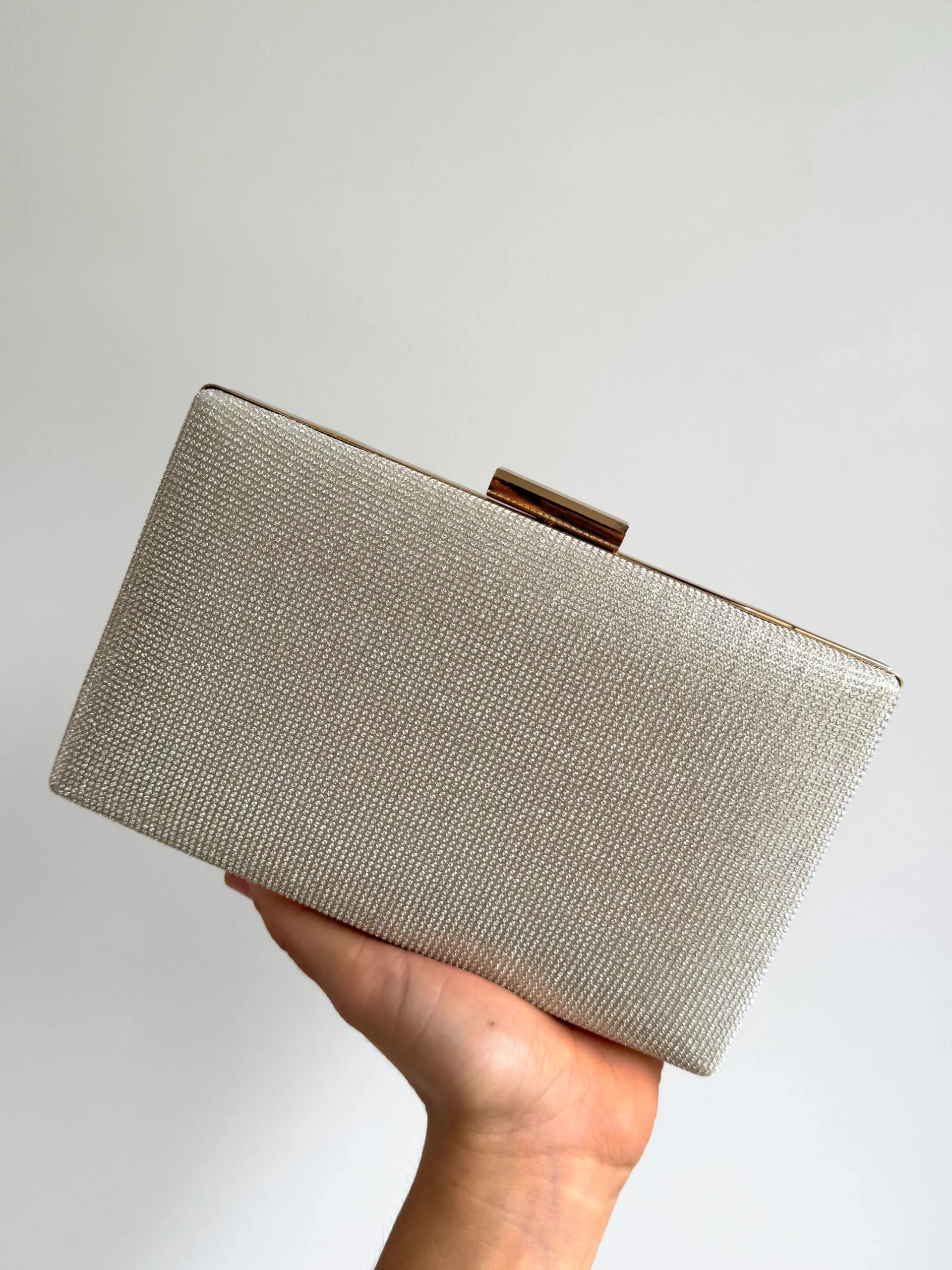 Clutch brillitos rectángulo dorado