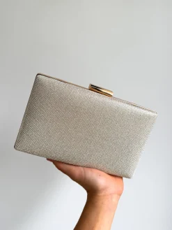 Clutch brillitos rectángulo dorado