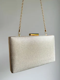 Clutch brillitos rectángulo dorado