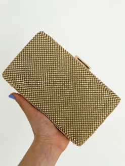 Clutch brillos dorado efecto
