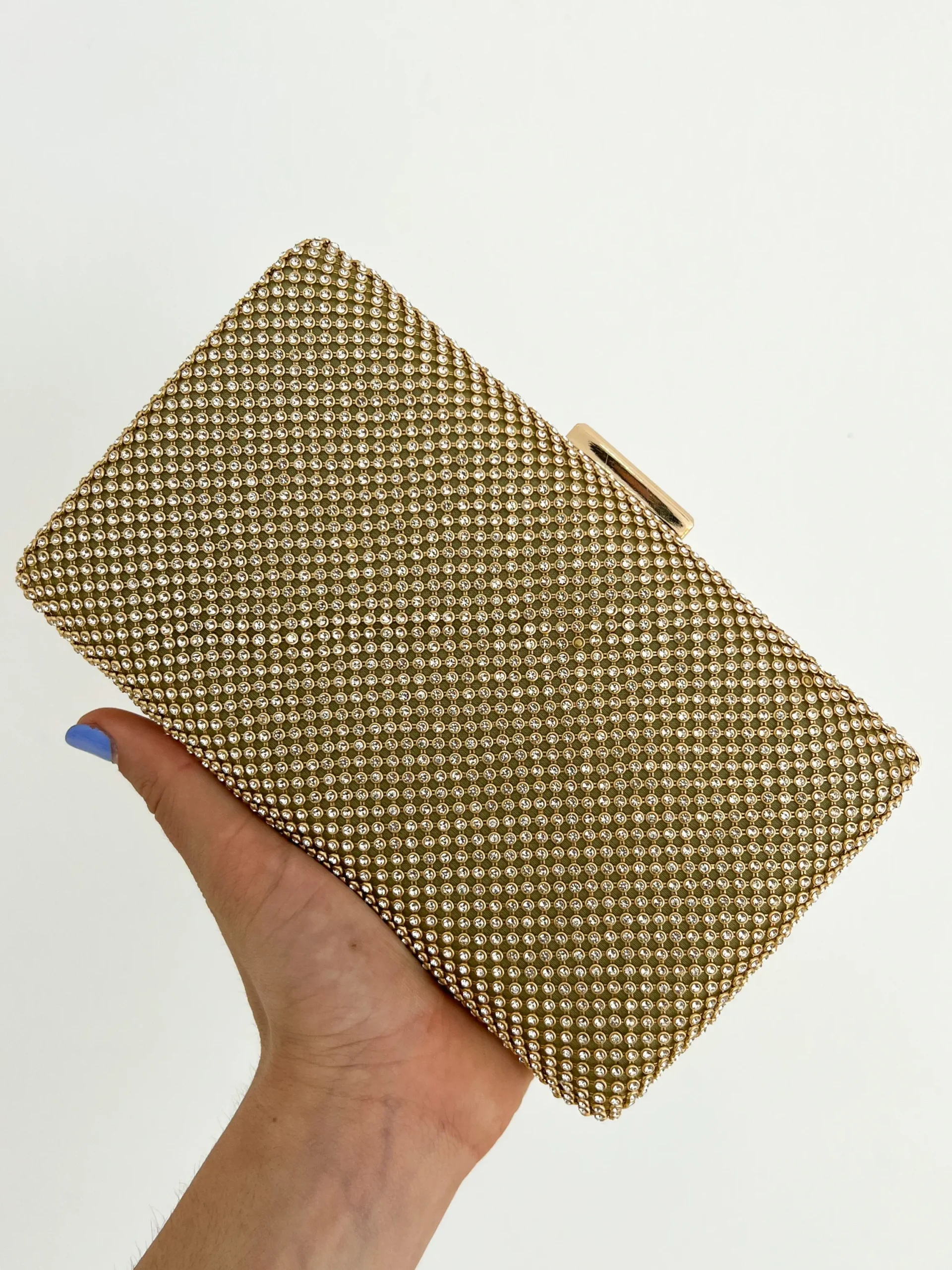 Clutch brillos dorado efecto