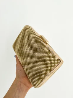 Clutch brillos dorado efecto