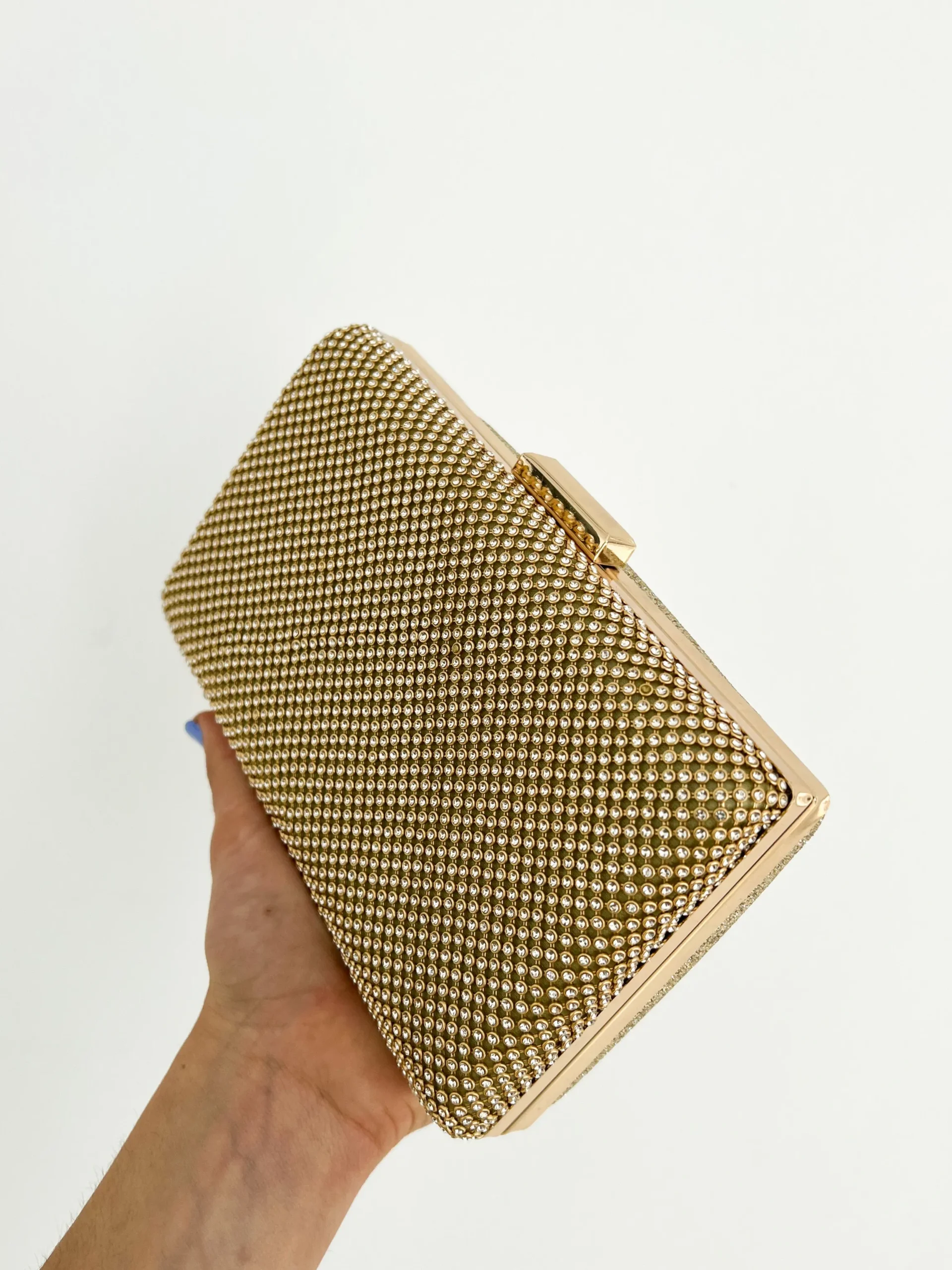 Clutch brillos dorado efecto