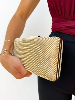 Clutch brillos dorado efecto