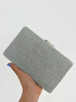 Clutch brillos plateado efecto