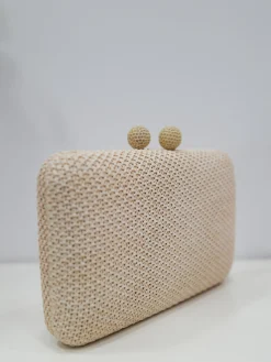 Clutch fiesta efecto rafia beige