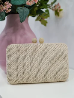 Clutch fiesta efecto rafia beige