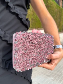Clutch glitter velvet rosa