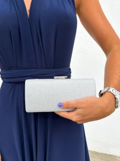 Clutch pocket brillo plata