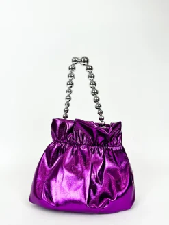 Clutch saco perlas lila