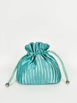 Clutch saco satinado turquesa
