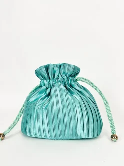 Clutch saco satinado turquesa