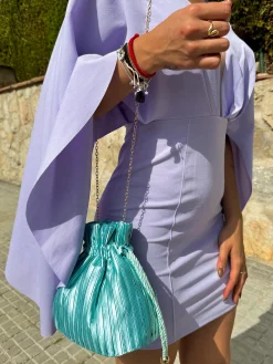 Clutch saco satinado turquesa