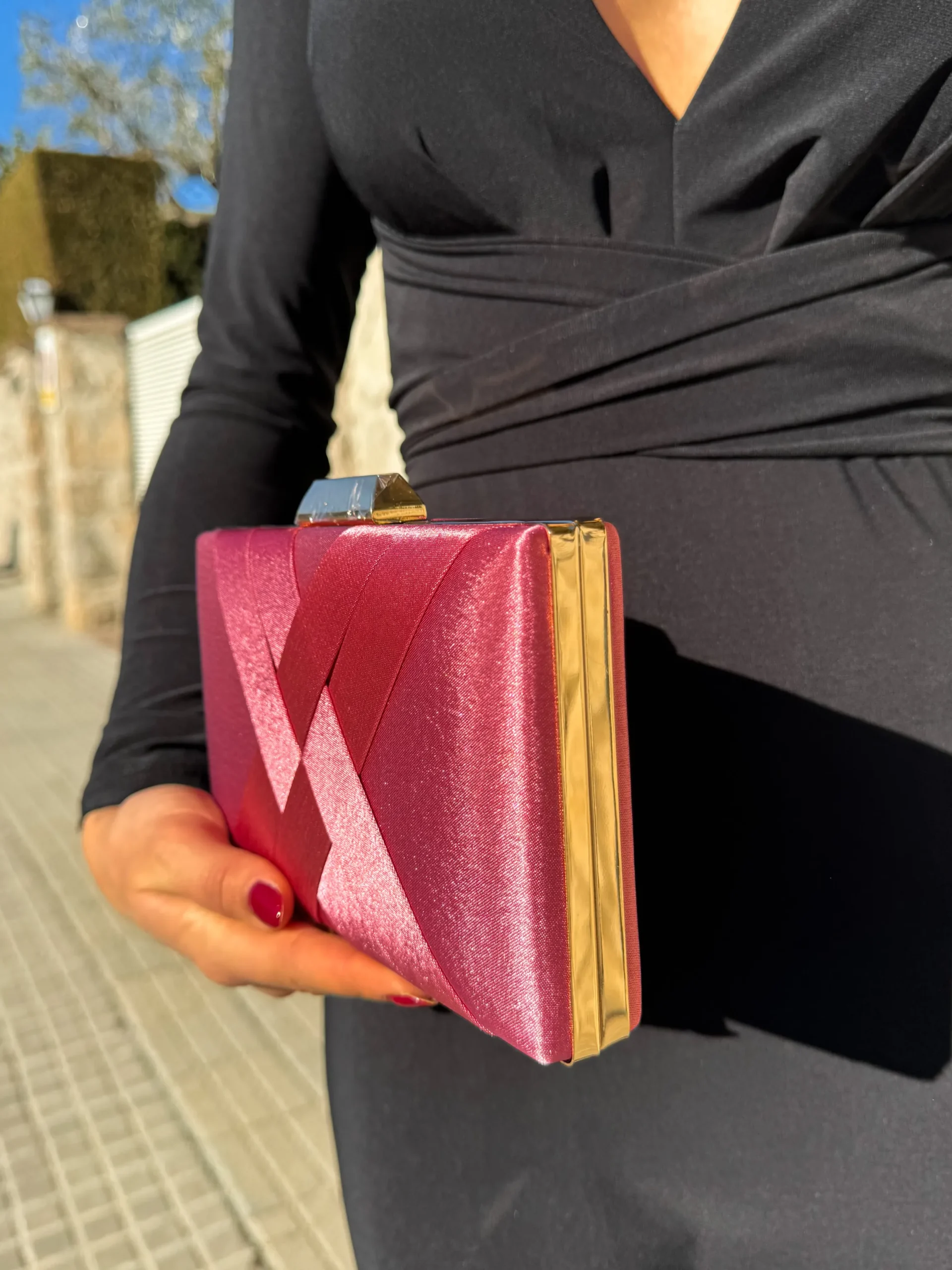 Clutch satinado colorete
