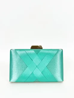 Clutch satinado verde turquesa