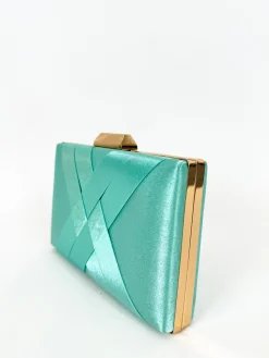 Clutch satinado verde turquesa