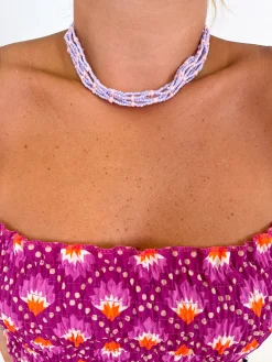 Collar multi perlas lilas